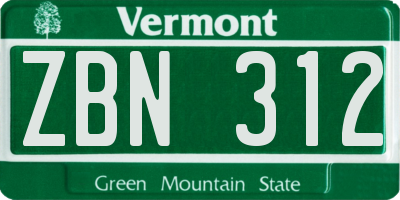 VT license plate ZBN312