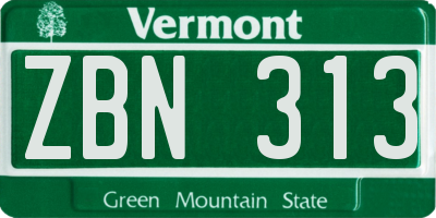 VT license plate ZBN313
