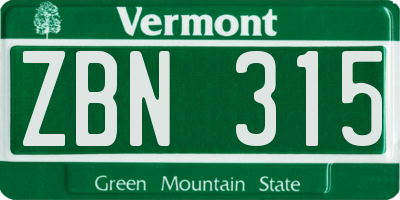 VT license plate ZBN315