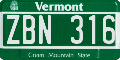 VT license plate ZBN316