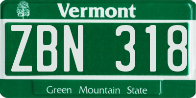 VT license plate ZBN318