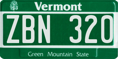 VT license plate ZBN320