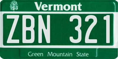 VT license plate ZBN321