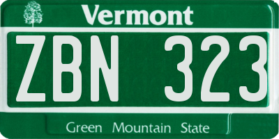 VT license plate ZBN323