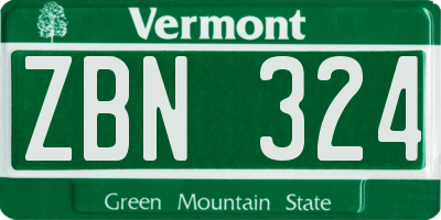 VT license plate ZBN324