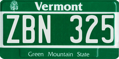 VT license plate ZBN325