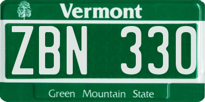 VT license plate ZBN330