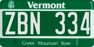 VT license plate ZBN334