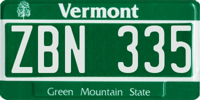 VT license plate ZBN335