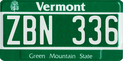 VT license plate ZBN336