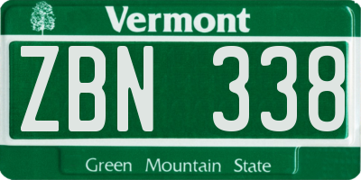 VT license plate ZBN338