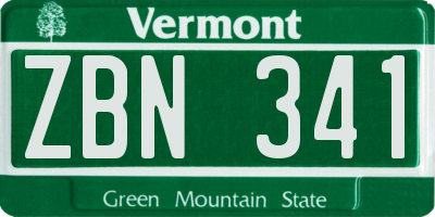 VT license plate ZBN341