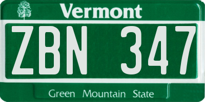 VT license plate ZBN347