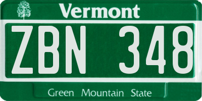 VT license plate ZBN348