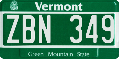 VT license plate ZBN349