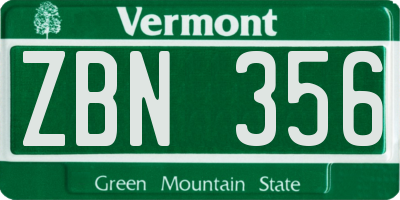 VT license plate ZBN356