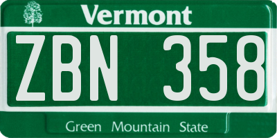 VT license plate ZBN358