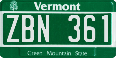 VT license plate ZBN361