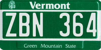 VT license plate ZBN364