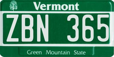 VT license plate ZBN365