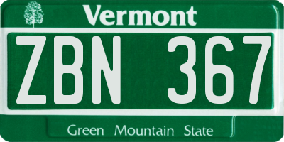 VT license plate ZBN367