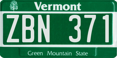 VT license plate ZBN371