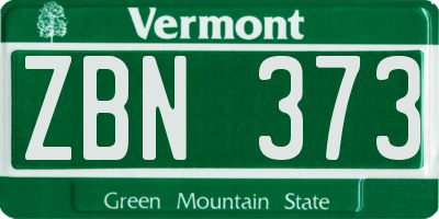 VT license plate ZBN373