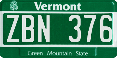 VT license plate ZBN376