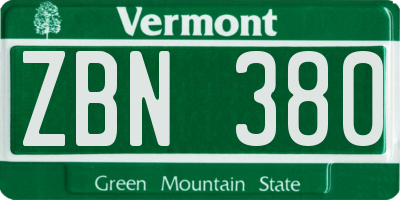 VT license plate ZBN380