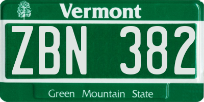 VT license plate ZBN382