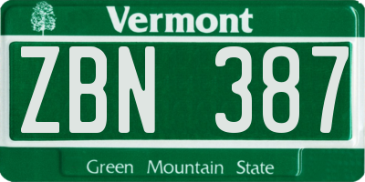VT license plate ZBN387