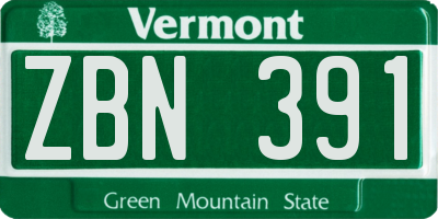 VT license plate ZBN391