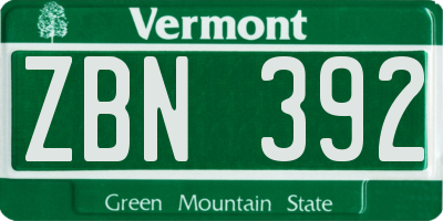 VT license plate ZBN392