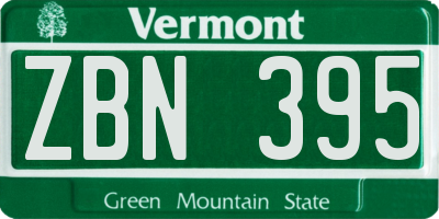 VT license plate ZBN395