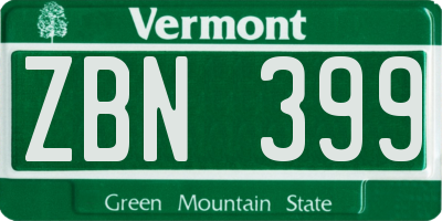 VT license plate ZBN399