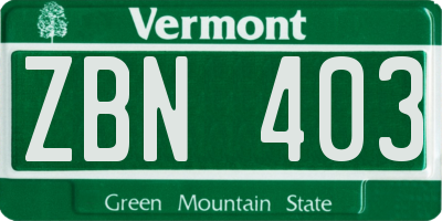 VT license plate ZBN403