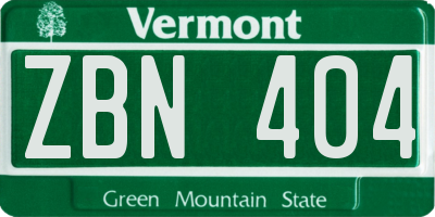 VT license plate ZBN404