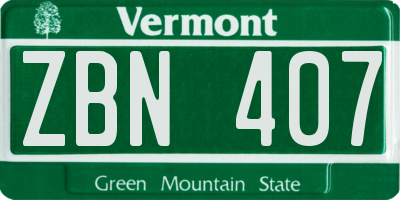 VT license plate ZBN407