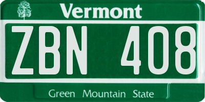 VT license plate ZBN408