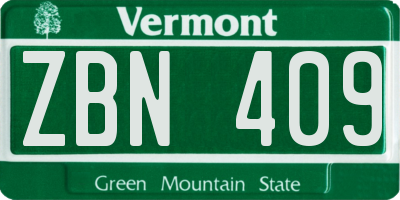 VT license plate ZBN409