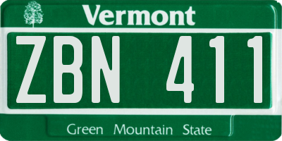 VT license plate ZBN411