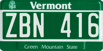 VT license plate ZBN416