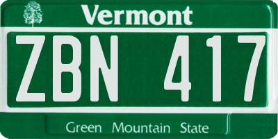 VT license plate ZBN417