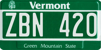 VT license plate ZBN420