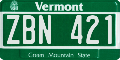 VT license plate ZBN421