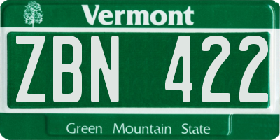 VT license plate ZBN422