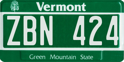VT license plate ZBN424