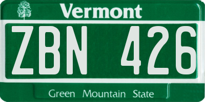 VT license plate ZBN426