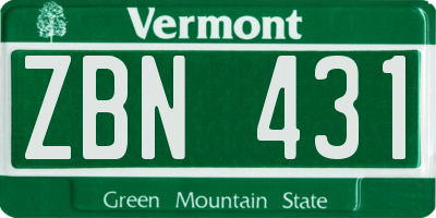 VT license plate ZBN431