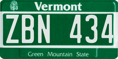 VT license plate ZBN434